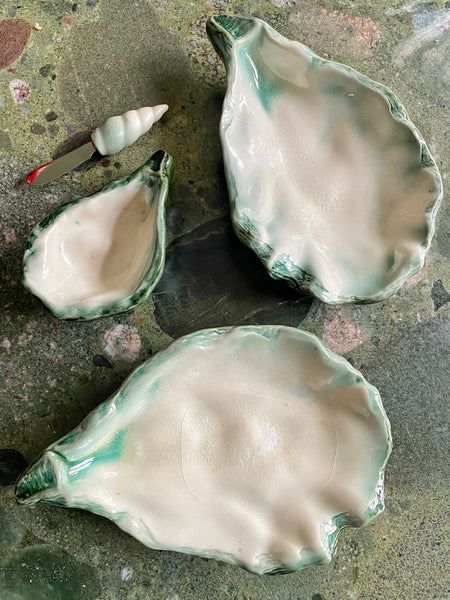 Ensemble beurrier 2 plats huîtres