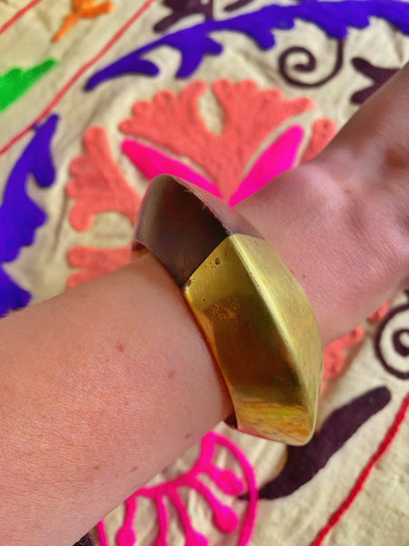 Bracelet vintage bois et laiton