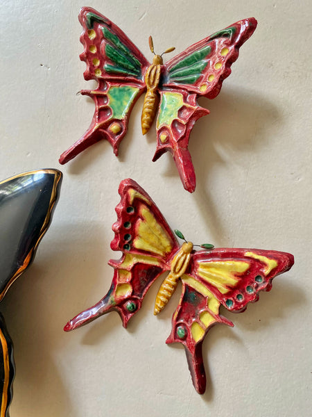 Papillon mural terre cuite émaillée