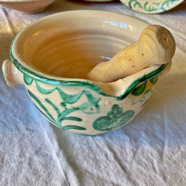 Grand Mortier en terre cuite vernissée