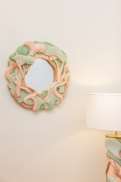 Miroir RACINES (vert et rose )