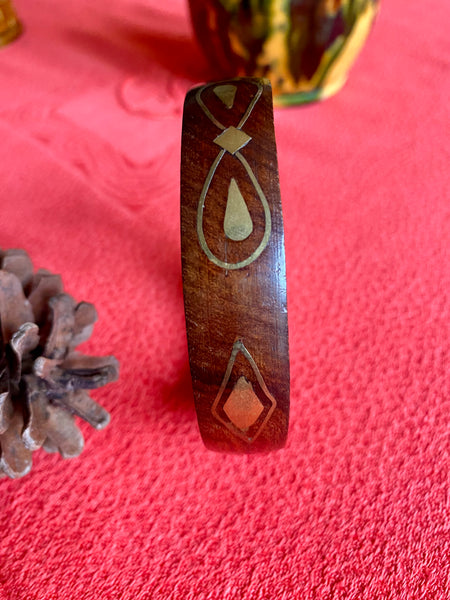 Bracelet vintage bois et laiton