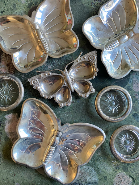 Vide poche papillon métal argenté