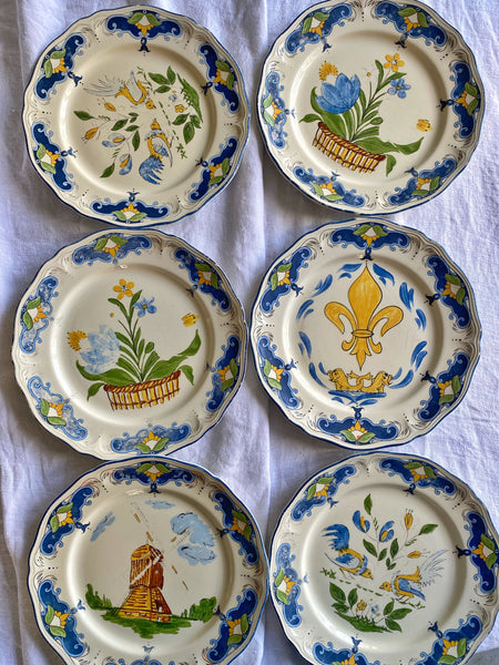 6 assiettes peintes à la main