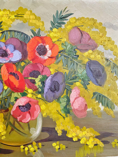 Huile sur toile aux mimosas de Louis Adami
