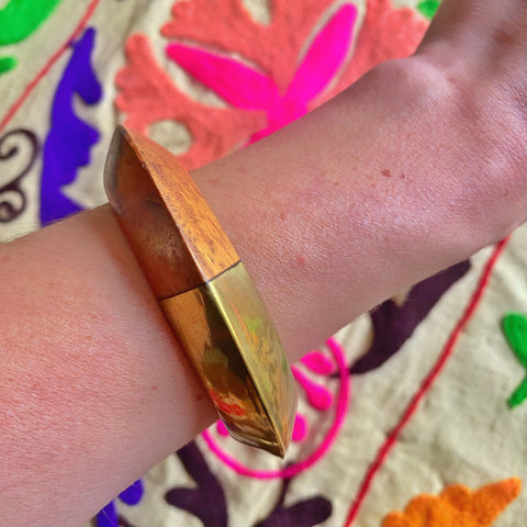 Bracelet vintage bois et laiton