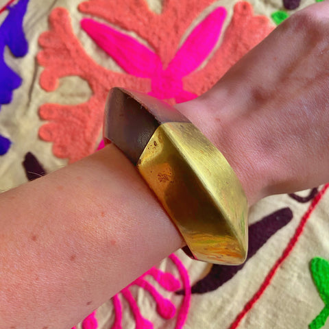 Bracelet vintage bois et laiton