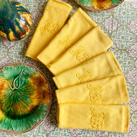 6 serviettes anciennes brodées