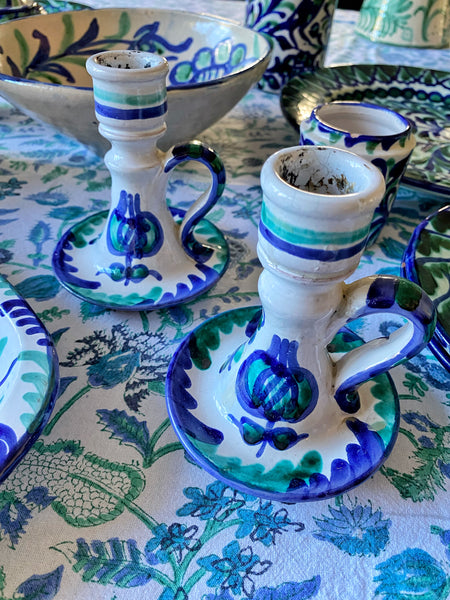 Paire de bougeoirs artisanaux