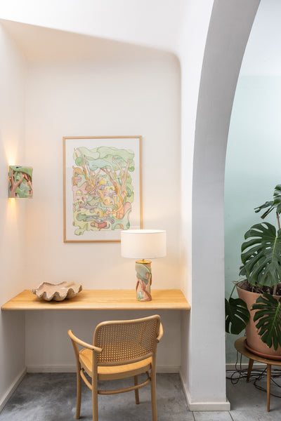 Lampe RACINES (vert et rose)