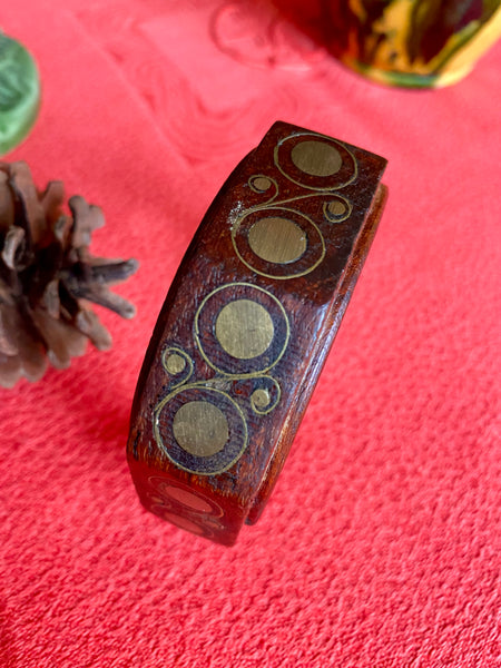 Bracelet vintage bois et laiton