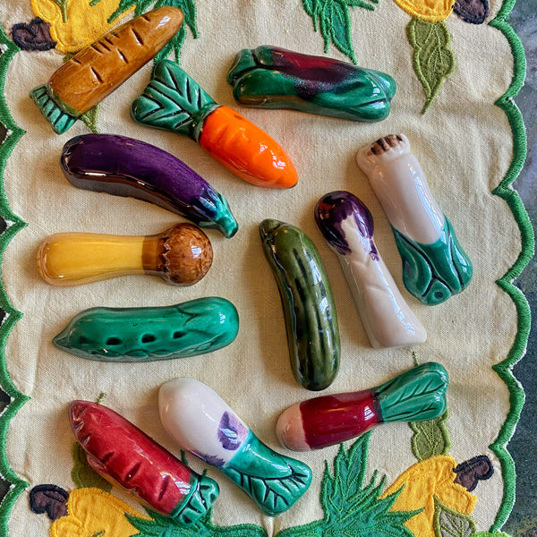12 porte couteaux légumes céramique vintage