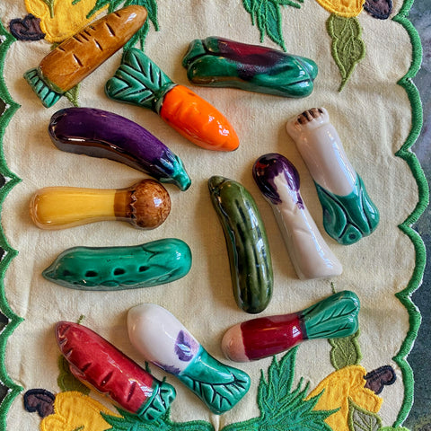 12 porte couteaux légumes céramique vintage