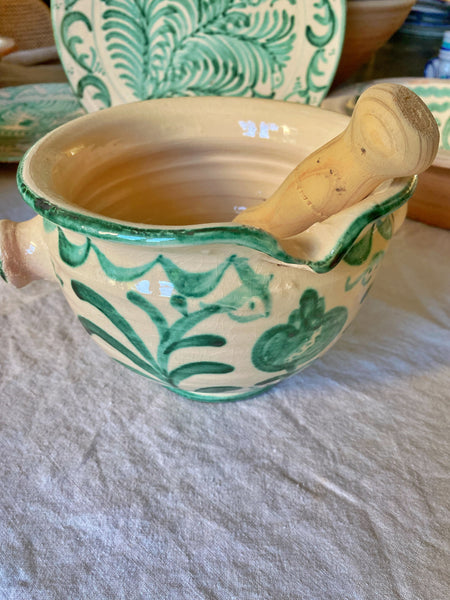 Grand Mortier en terre cuite vernissée