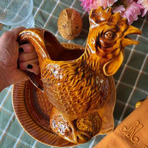 Pichet coq terre cuite