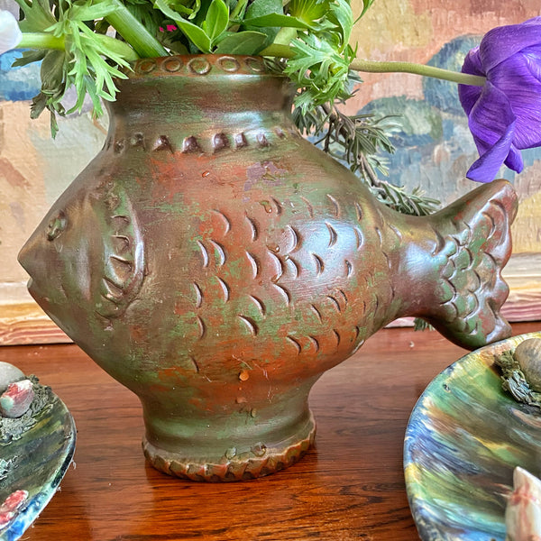 Vase poisson terre cuite