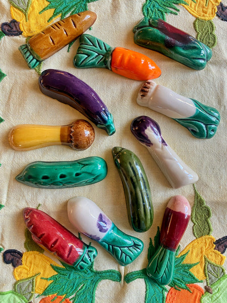 12 porte couteaux légumes céramique vintage