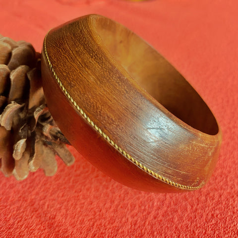 Bracelet vintage bois et laiton