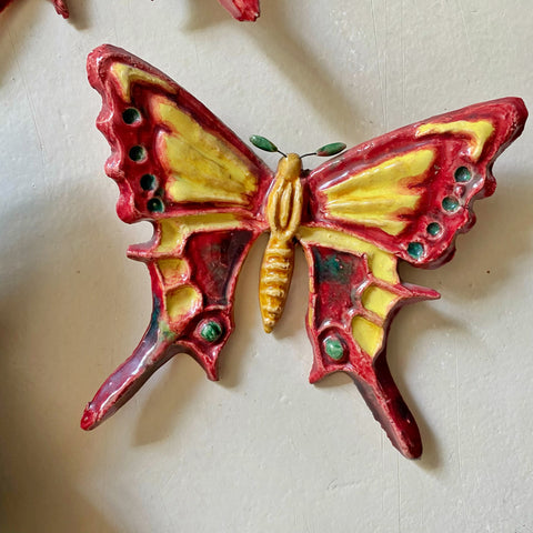 Papillon mural terre cuite émaillée