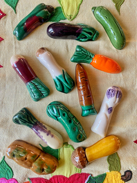 12 porte couteaux légumes céramique vintage