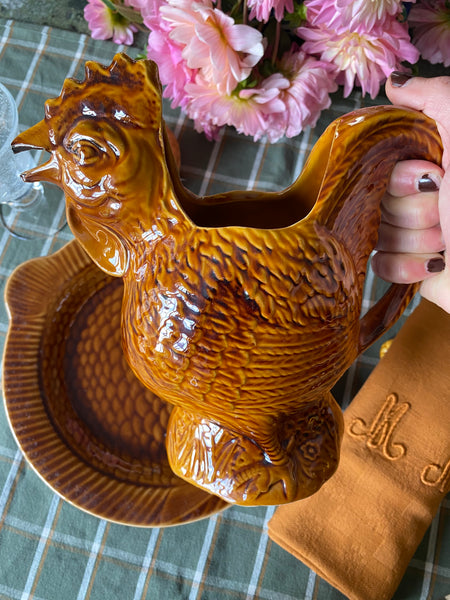 Pichet coq terre cuite