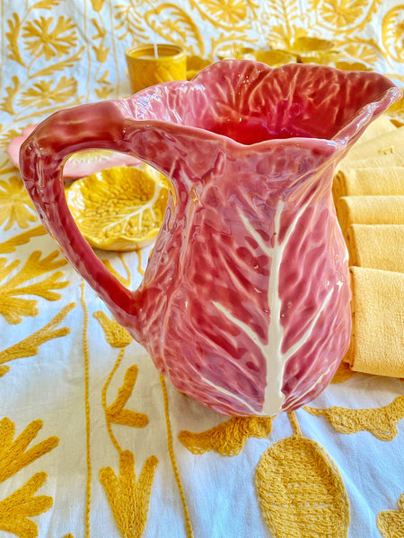 Pichet barbotine chou rose