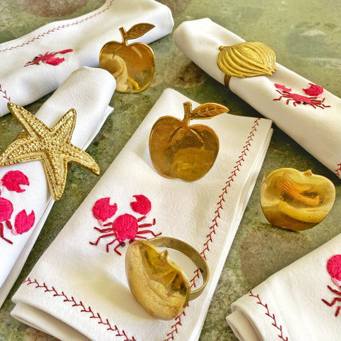 6 anneaux de serviettes vintage
