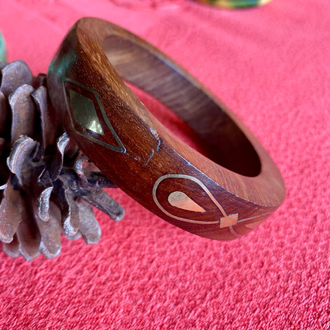 Bracelet vintage bois et laiton