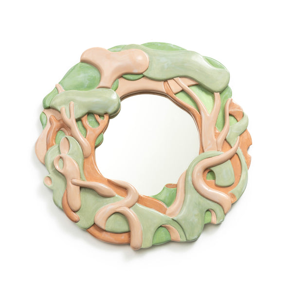 Miroir RACINES (vert et rose )