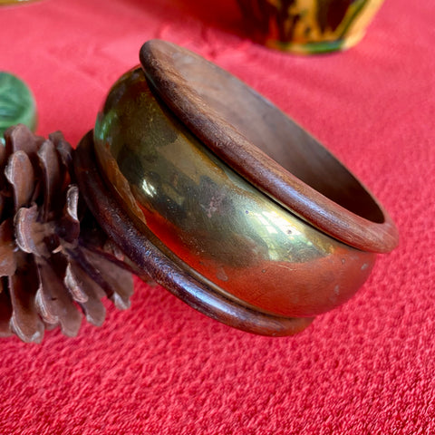 Bracelet vintage bois et laiton