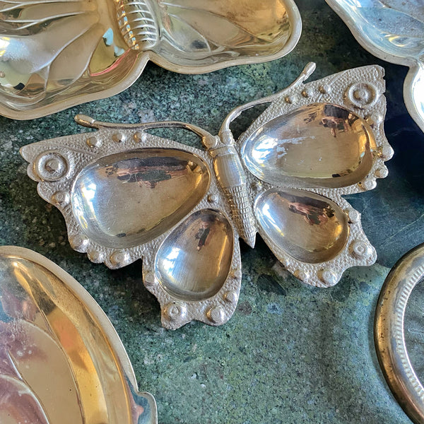 Vide poche papillon métal argenté