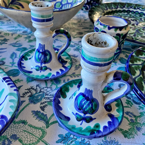 Paire de bougeoirs artisanaux