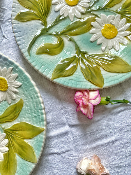 6 assiettes barbotines fleurs
