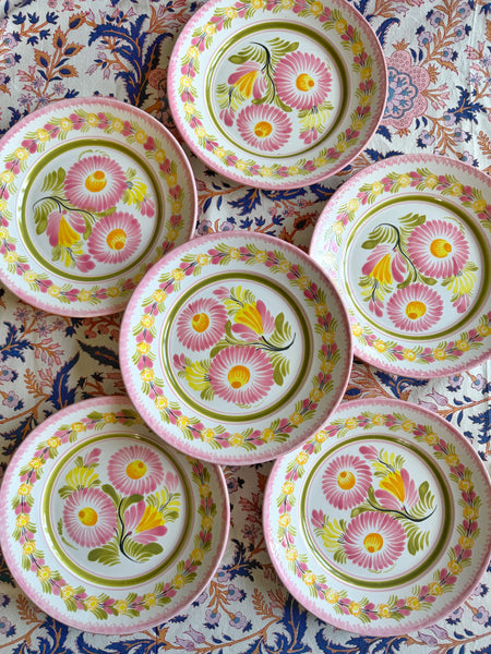 6 assiettes fleurs faïence Quimper