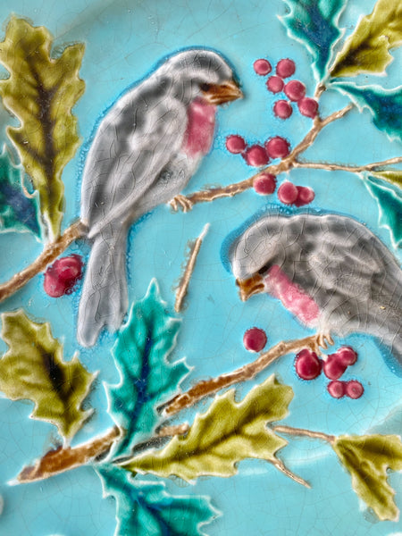 10 assiettes barbotine oiseaux