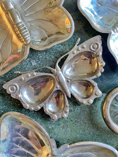 Vide poche papillon métal argenté