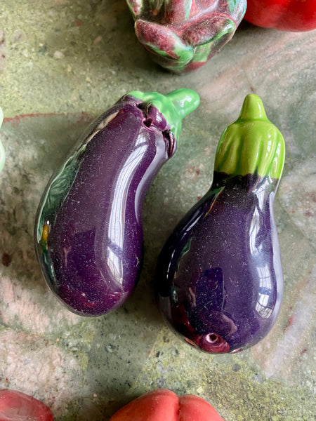 Saliere poivrière aubergines