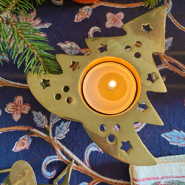 Bougeoir sapin laiton