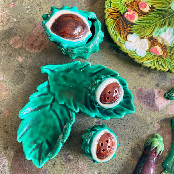 Ensemble salière poivrière Moutardier marron Vallauris