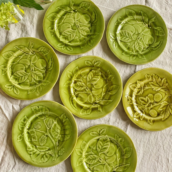 7 assiettes barbotine
