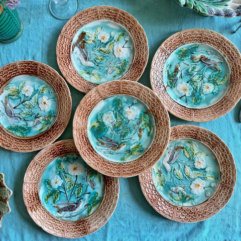 6 assiettes barbotine XIXeme