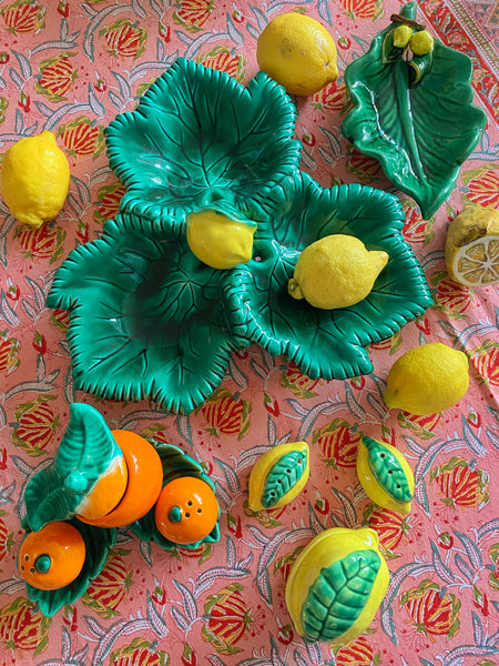 Ensemble Salière poivrière moutardier citrons vintage