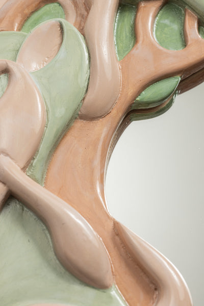 Miroir RACINES (vert et rose )
