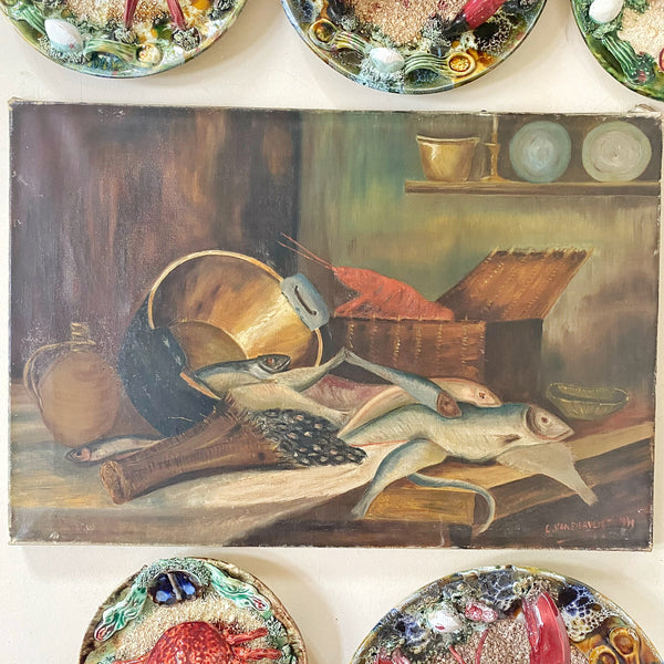 Peinture à l’huile aux poissons 1946