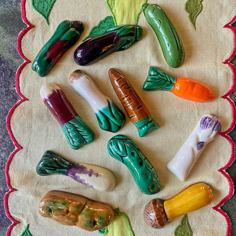 12 porte couteaux légumes céramique vintage