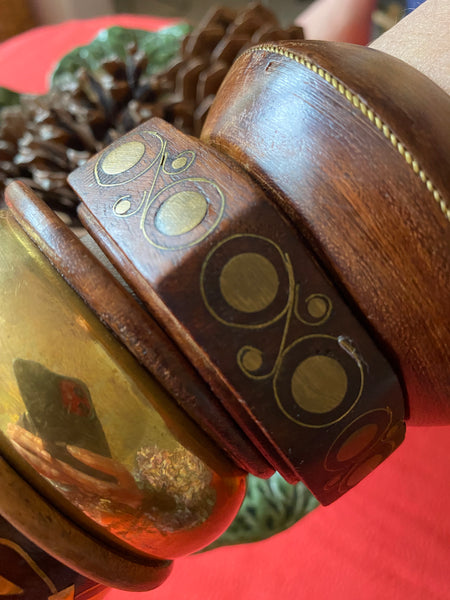 Bracelet vintage bois et laiton