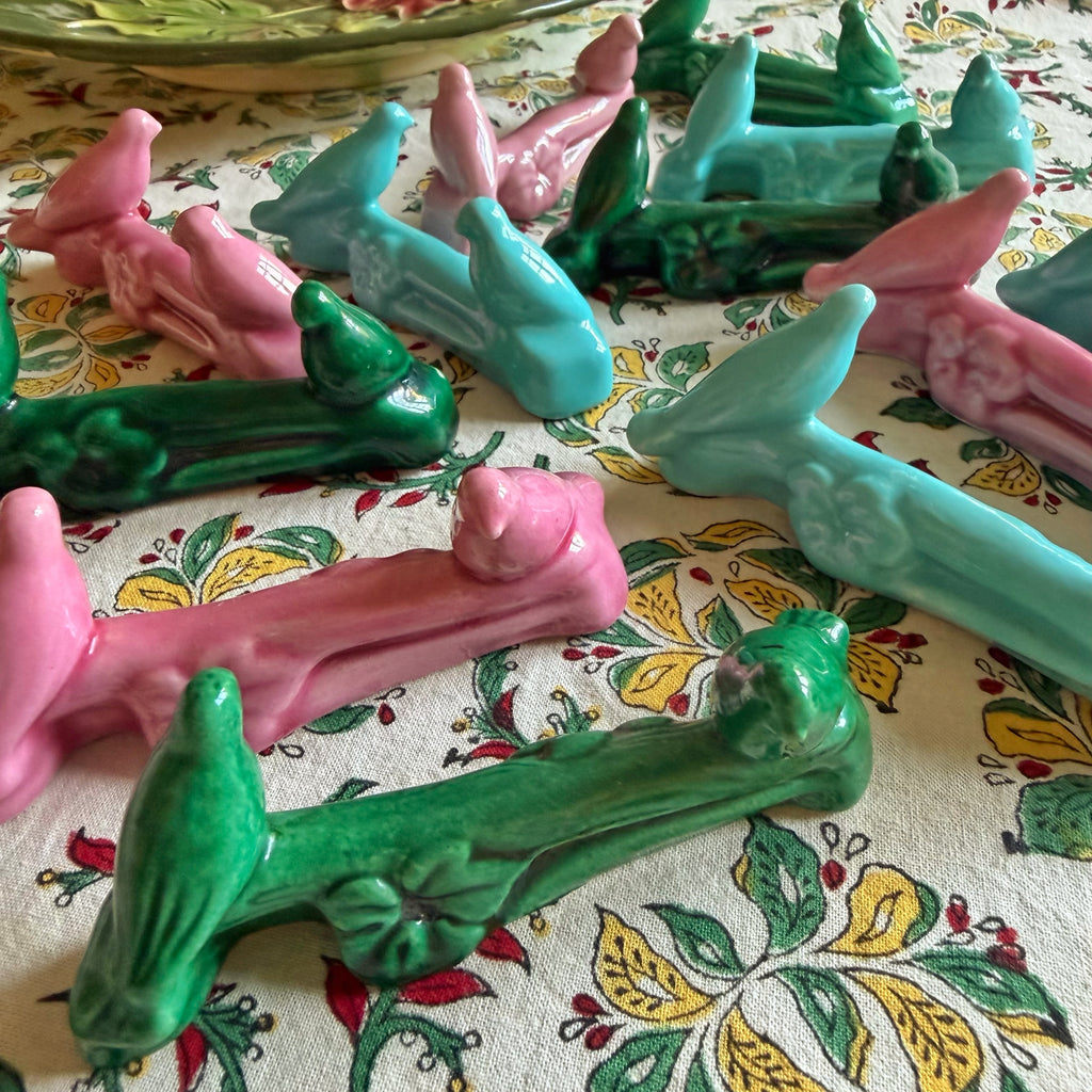 12 porte couteaux oiseaux céramique