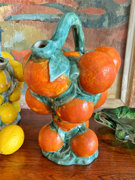Cruche barbotine 1960 oranges