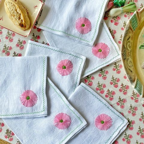 6 serviettes brodées