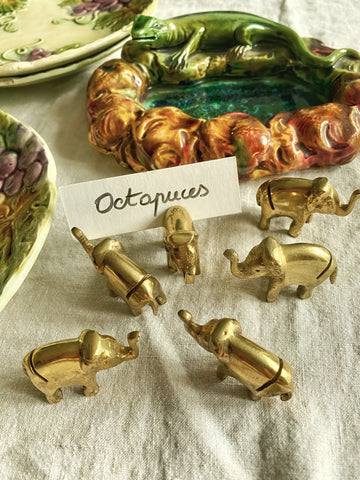 6 porte noms éléphants laiton